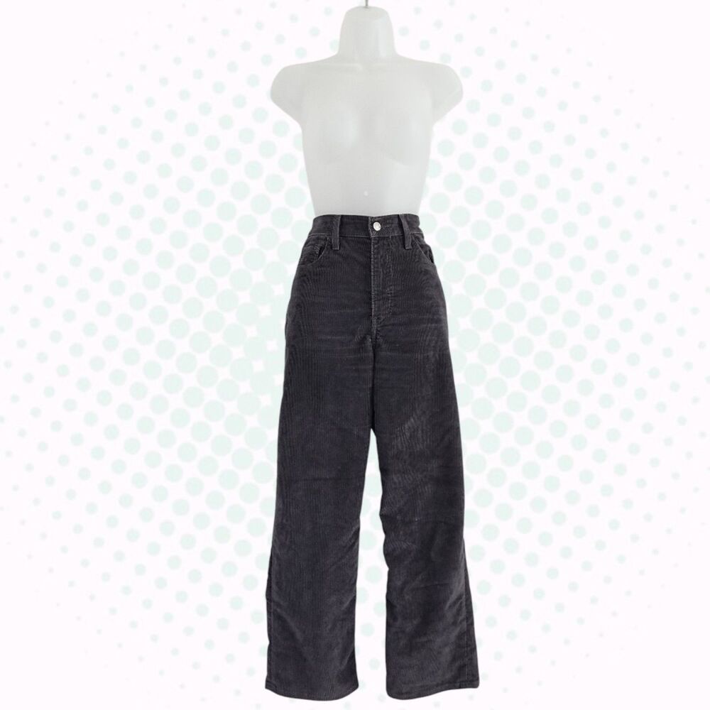 Levi's Gray Corduroy High Rise Ribcage Straight Ankle Jeans Size 26
